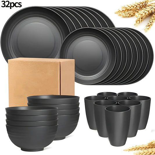 32pcs Tableware Set, Include Plates, Bowls Cups Essentials