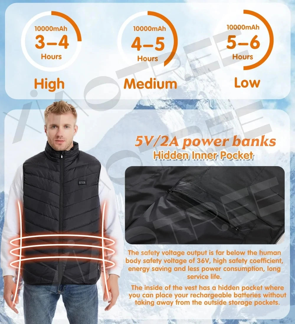 XIAOTREECN Heated Vest Jacket USB Rechargeable Heating for Men Women
