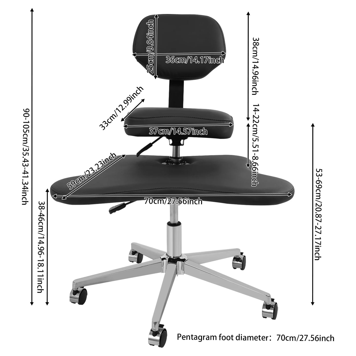 General Use Cross Legged Meditation Chair Height Adjustable Wheels Office