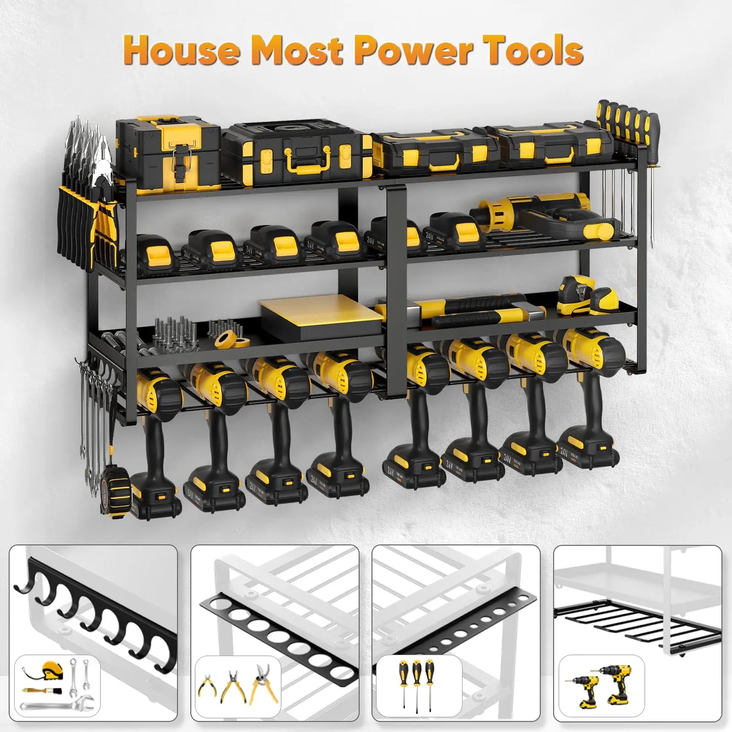 Tool Storage Expert Power Tool Organizer Wall Mount 4 Layer