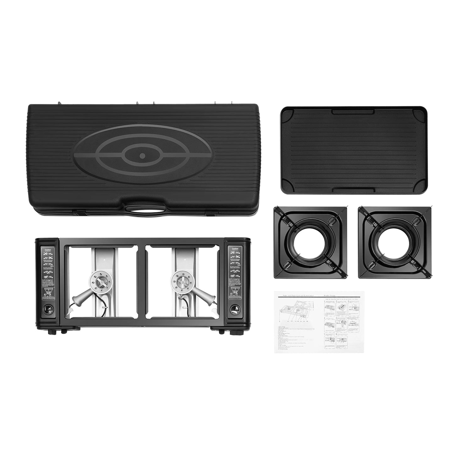 2-Burner Portable Butane Camping Stove Kit With Baking Pan And Carrying Case