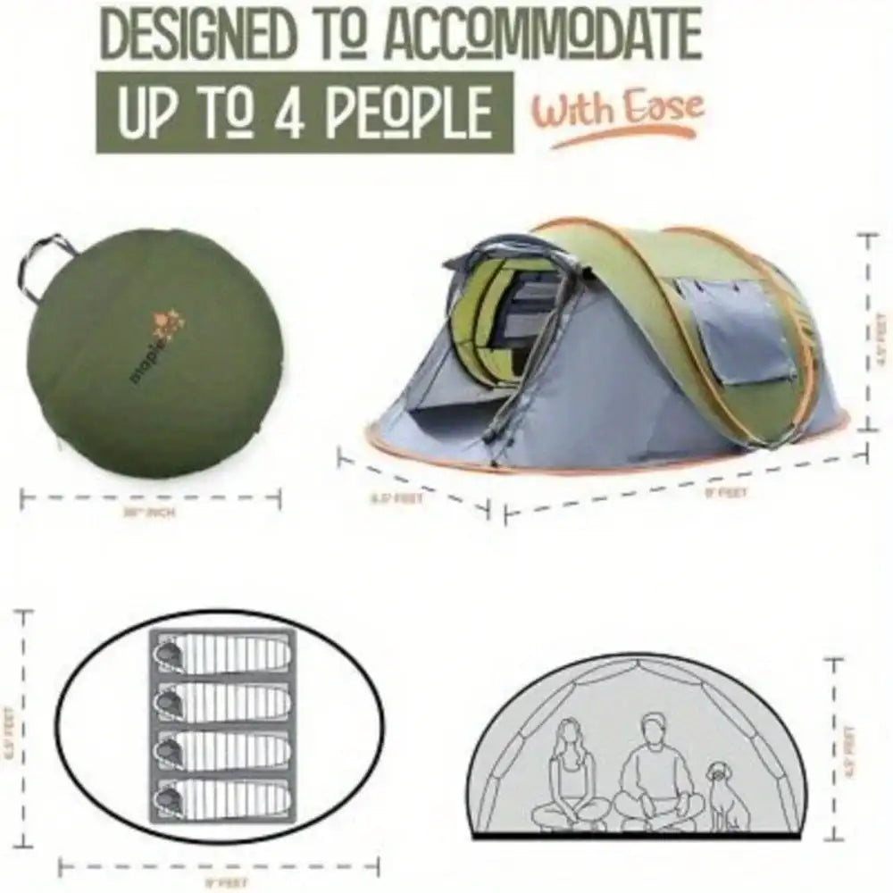 Easy Pop Up Camping Tent Two Doors And UPF50 Waterproof