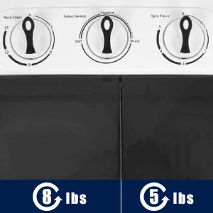Compact Mini Twin Tub Washing Machine 13lbs Capacity