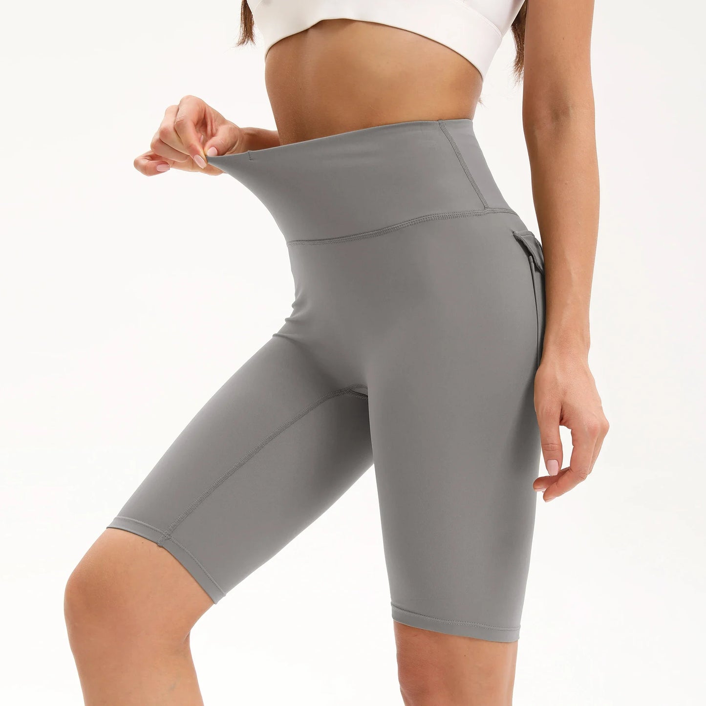 Women High Waisted Gym Shorts With Pockets For Running Yoga