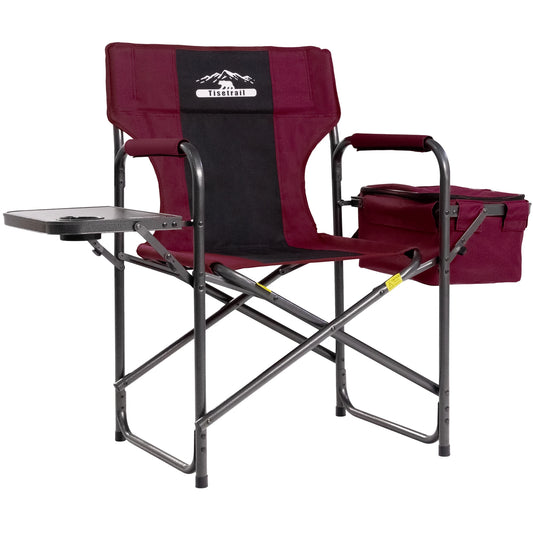 Camping Chair w/Cooler Bag & Side Tray for Outdoor Comfort