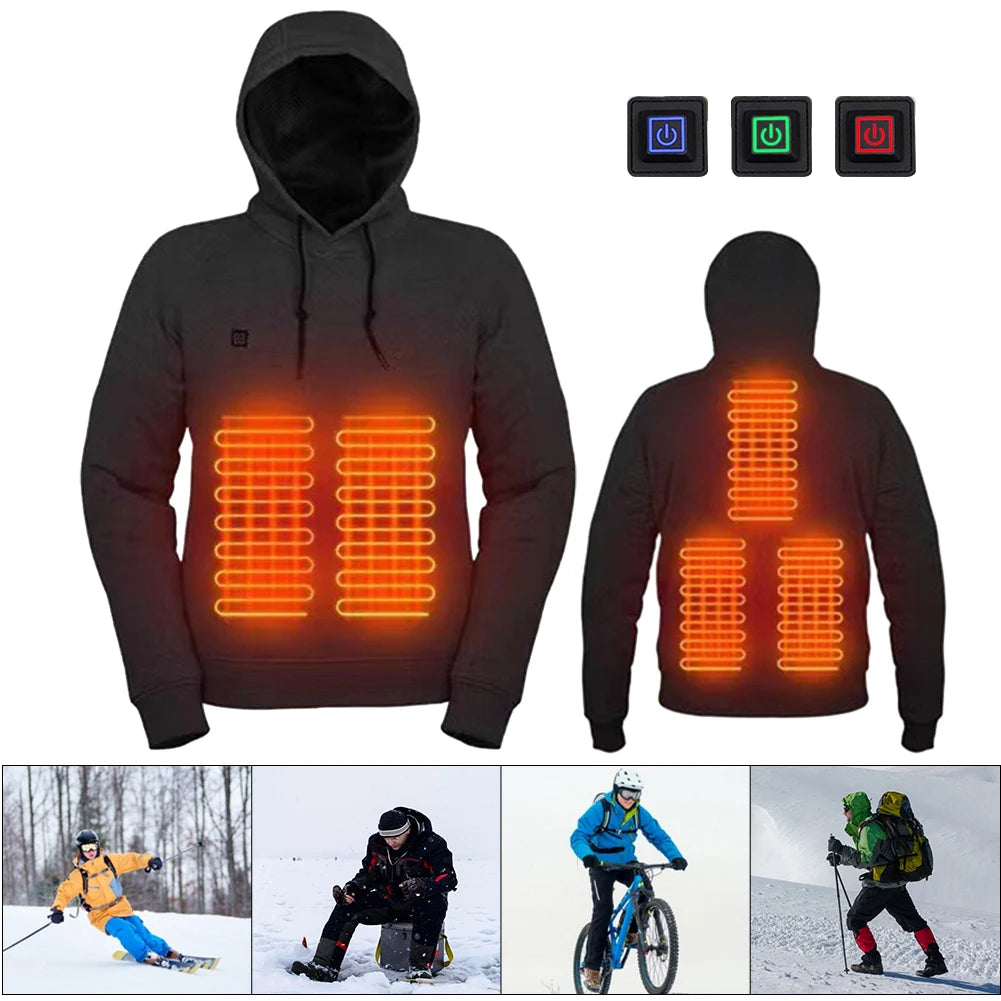 APWIKOGERCN 5 Zone Heated Jacket USB Rechargeable Thermal Outerwear For Men Women Gothic Cozy Long Sleeve