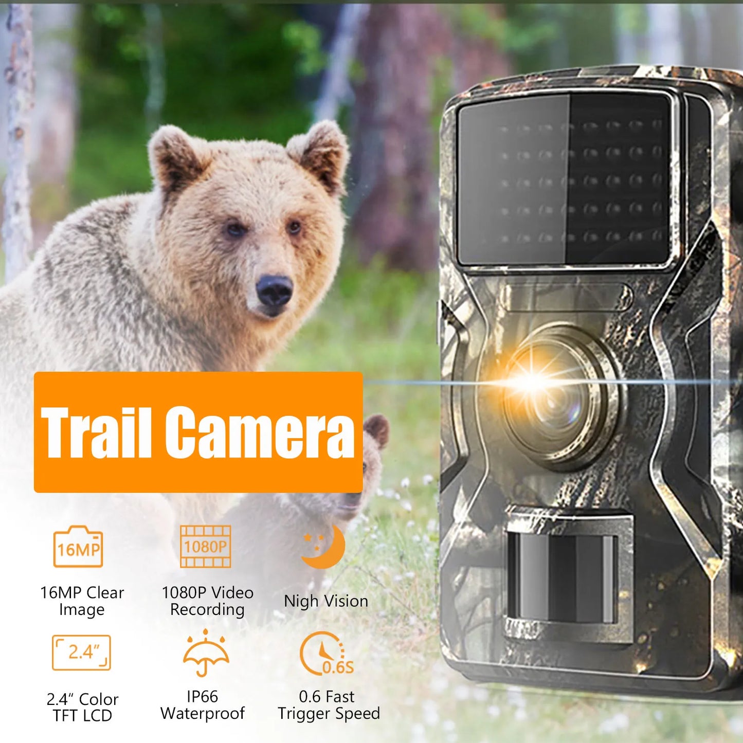 Hign-concerned 1080P Trail Camera With 16MP Infrared Night Vision