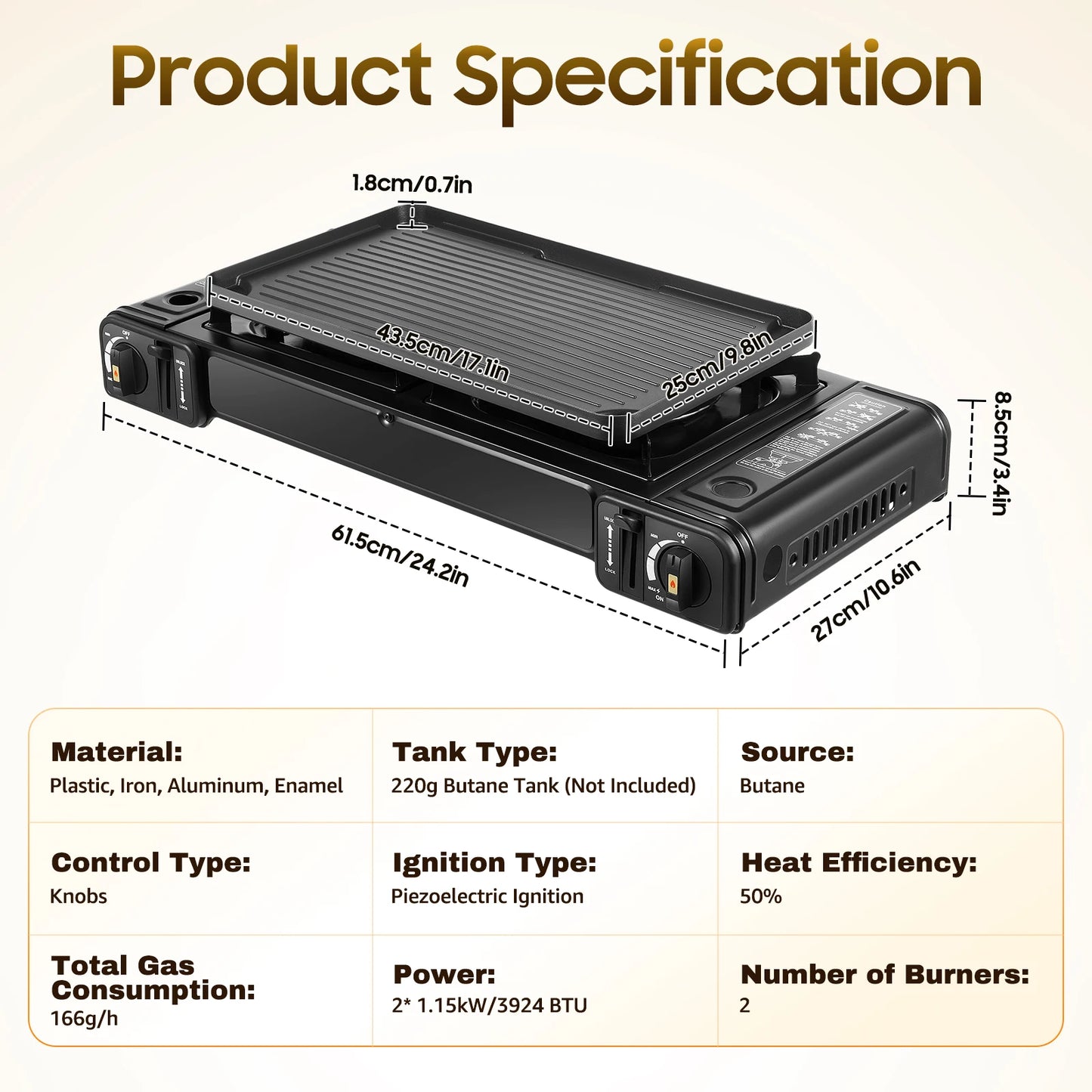 2-Burner Portable Butane Camping Stove Kit With Baking Pan And Carrying Case