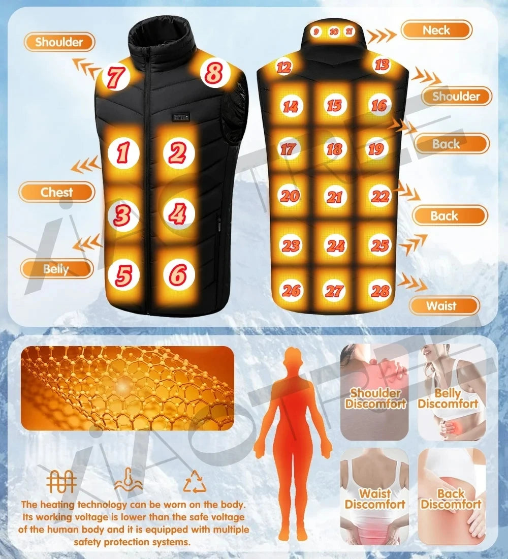 XIAOTREECN Heated Vest Jacket USB Rechargeable Heating for Men Women