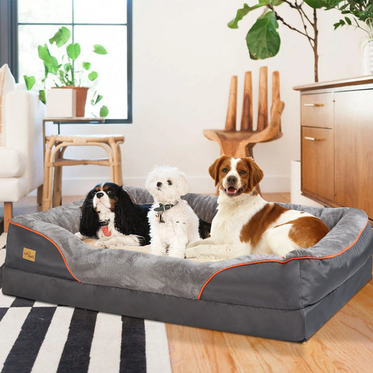 L XL 2XL 3XL Soft Orthopedic Foam Dog Bed Cotton Bolster