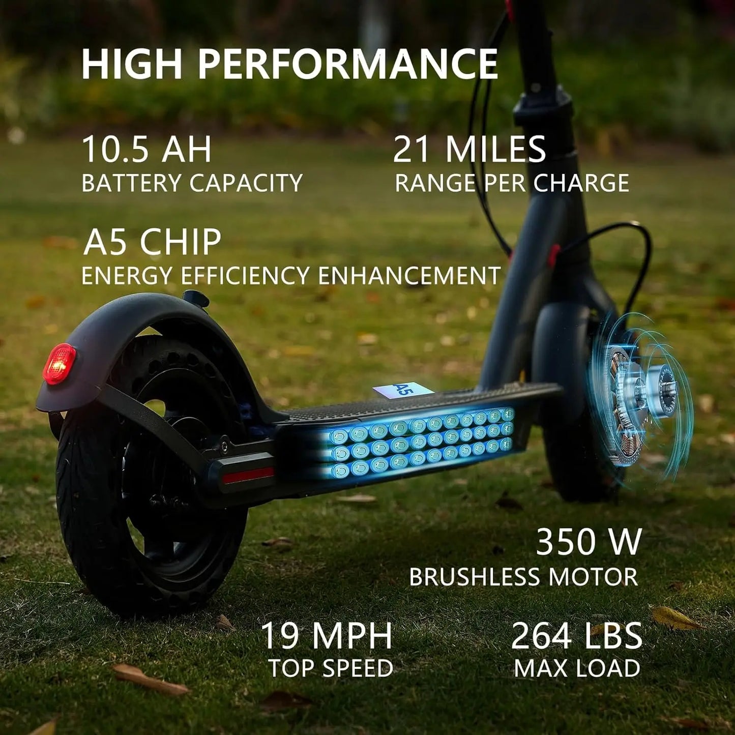 G5.0 Electric Scooter 36V 10.5Ah 21 Miles Long Range Foldable Escooter