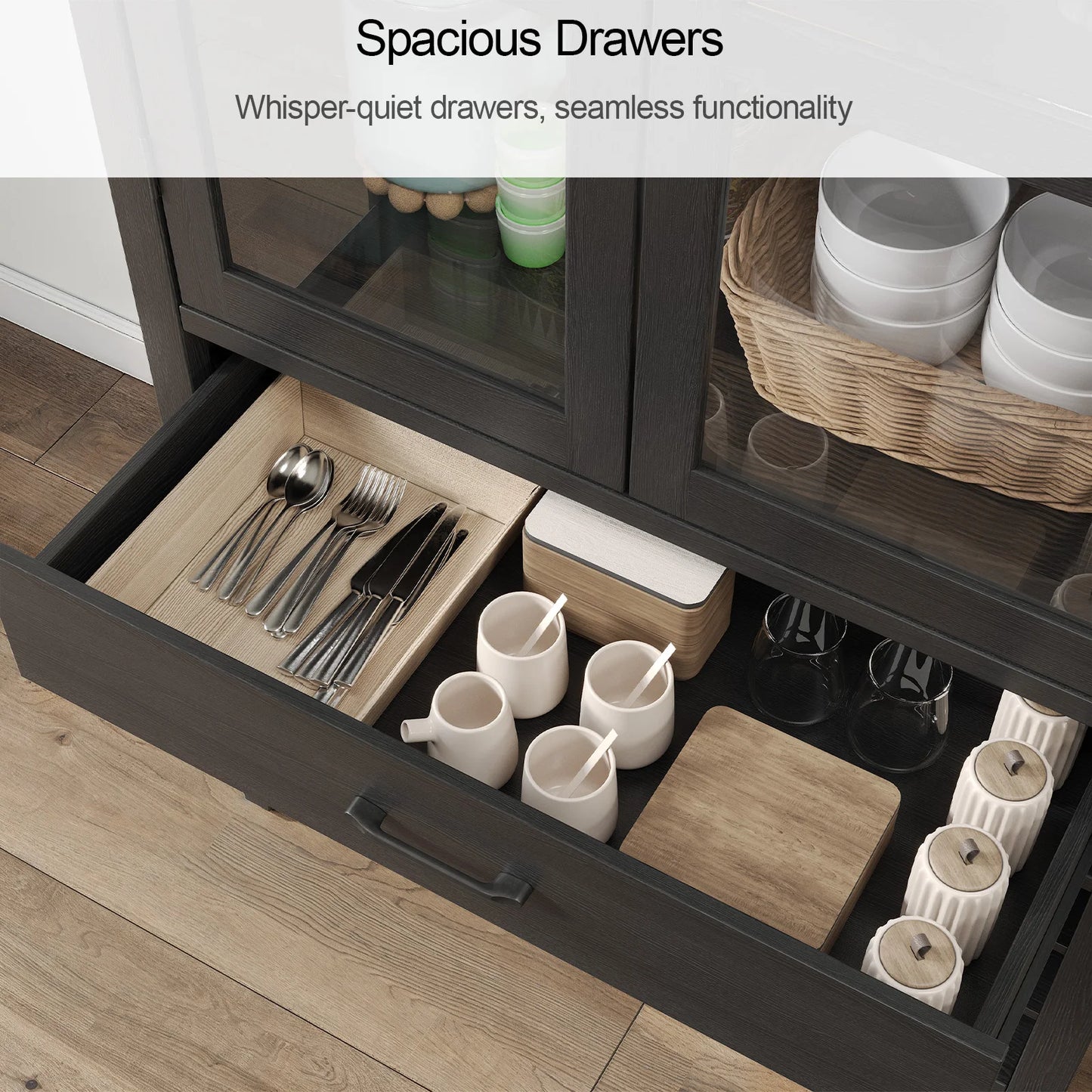 ONBRILL Wine Bar Cabinet Arched Storage With Doors Whiskey Station And Wine Rack Glass Holder