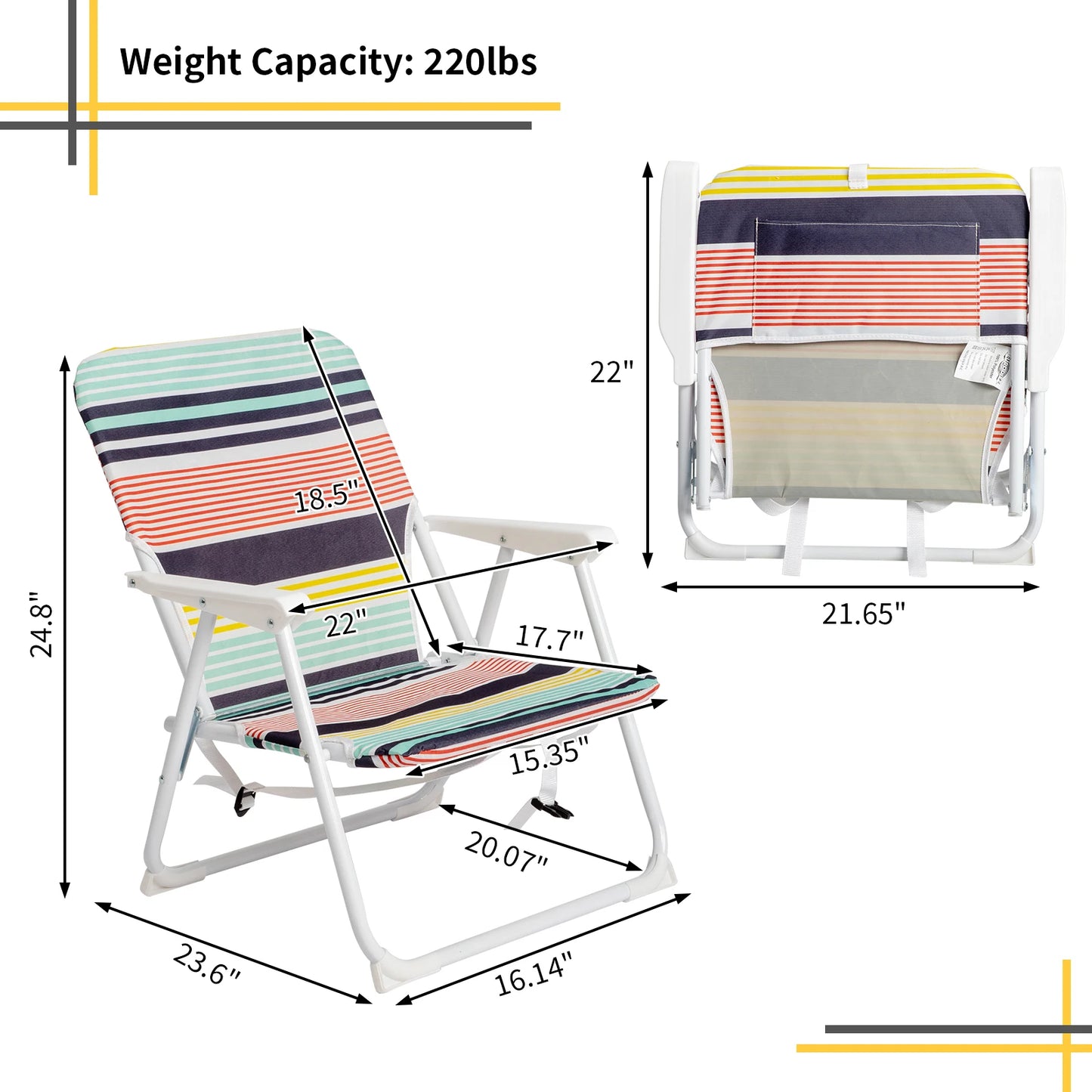 Cloth White Iron Frame Beach Chair Small for Outdoor Use