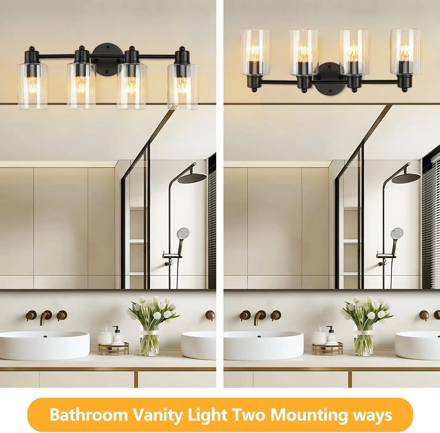 IDEPUSEN 4 Light Vanity Bathroom Wall Lights E26 Base