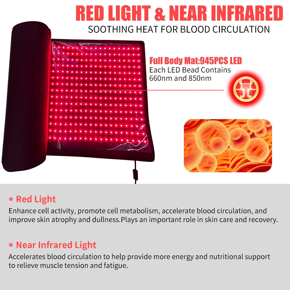 Full Body Infrared Light Therapy Mat With 945 LEDs
