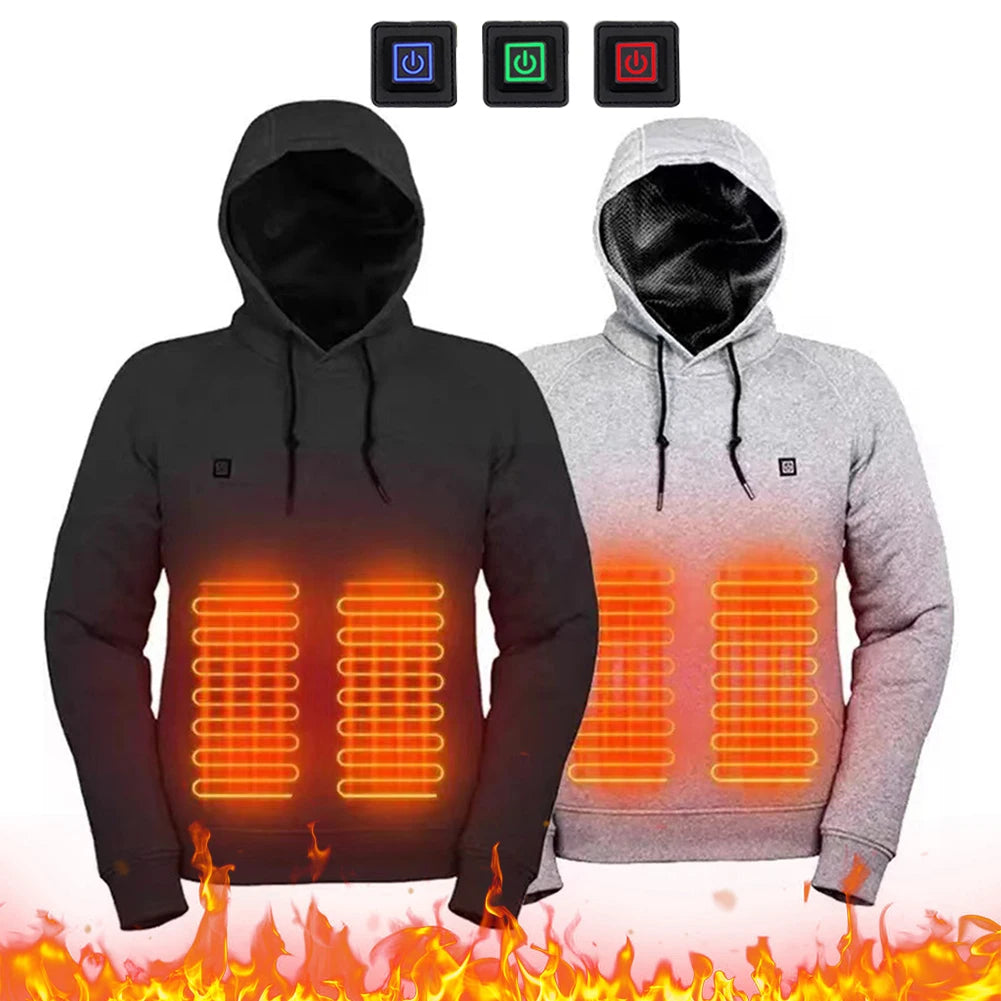 APWIKOGERCN 5 Zone Heated Jacket USB Rechargeable Thermal Outerwear For Men Women Gothic Cozy Long Sleeve