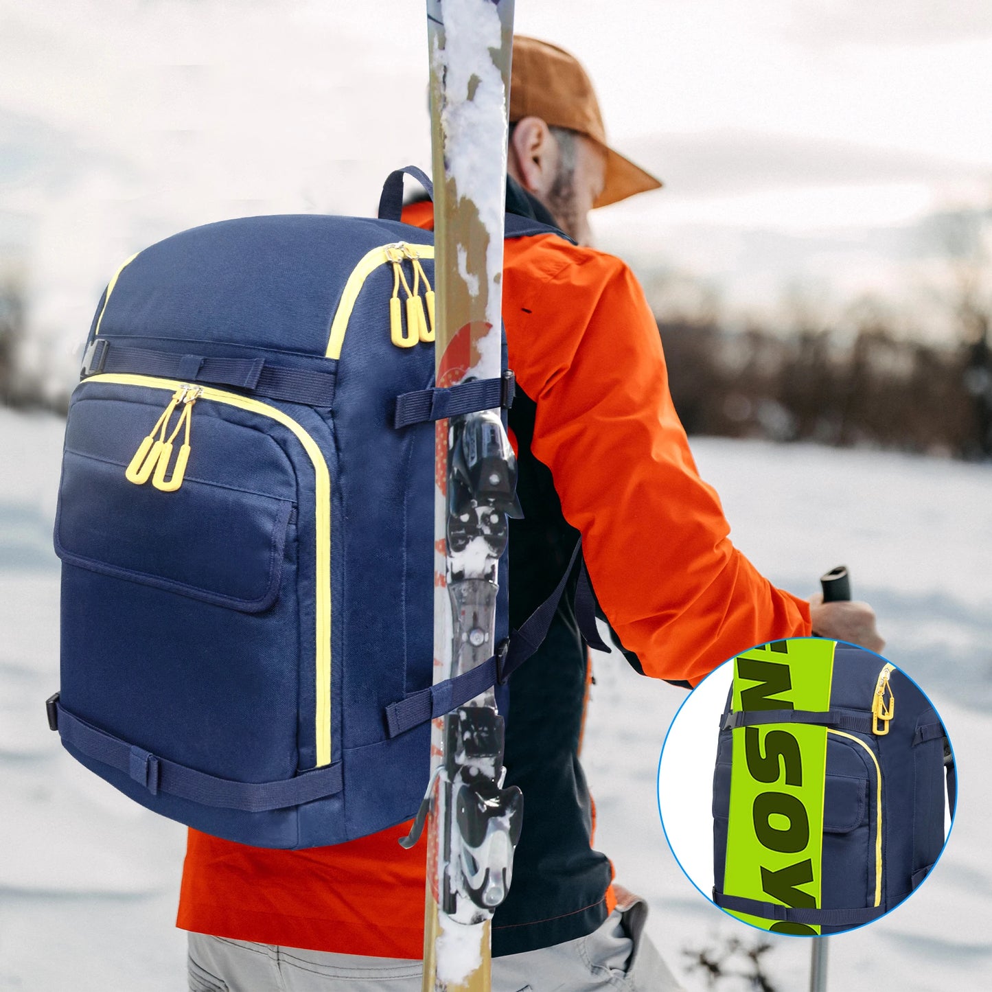 WEST TUNE Outdoor Ski Boot Bag High Capacity Travel Backpack