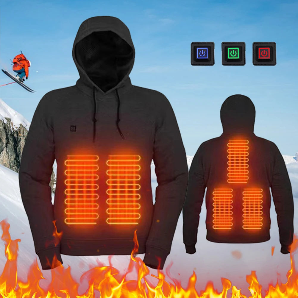 APWIKOGERCN 5 Zone Heated Jacket USB Rechargeable Thermal Outerwear For Men Women Gothic Cozy Long Sleeve