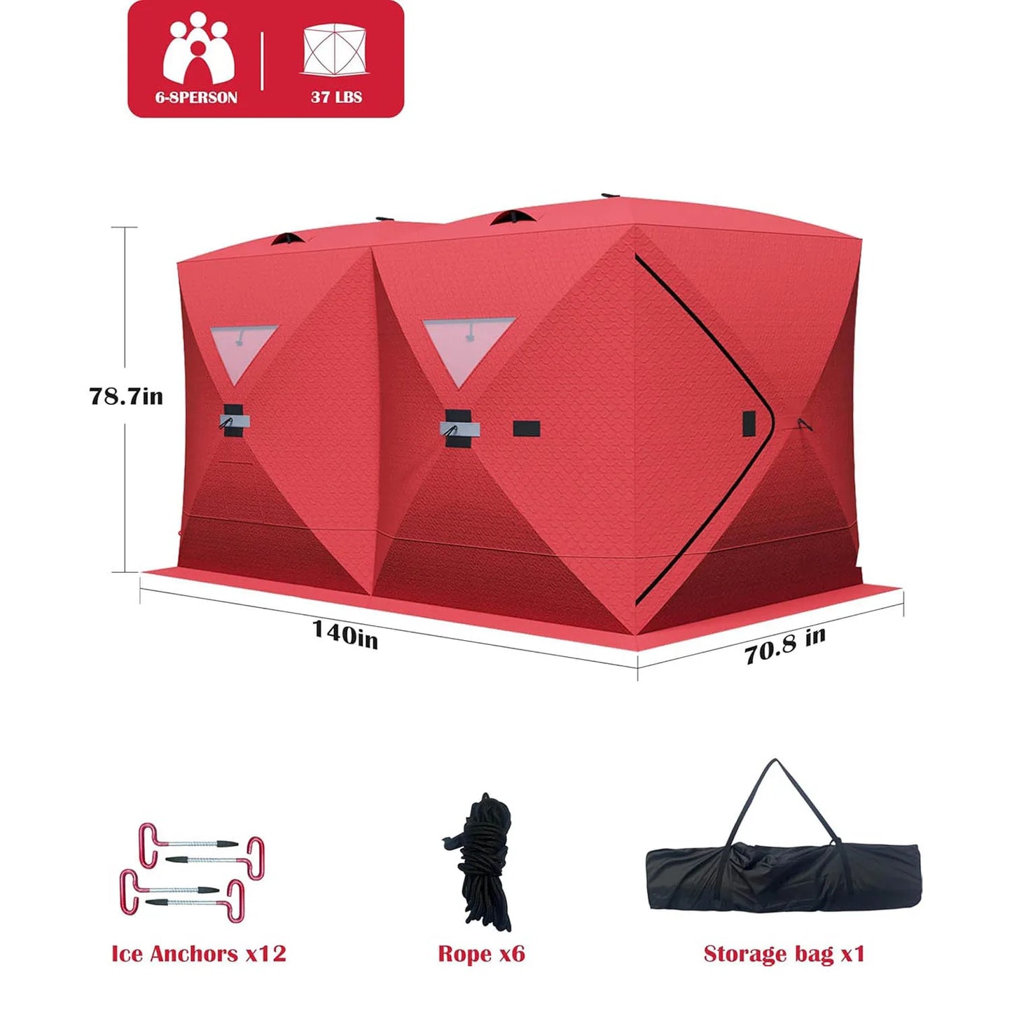 Portable Pop Up Ice Fishing Shelter Waterproof Windproof Oxford Fabric