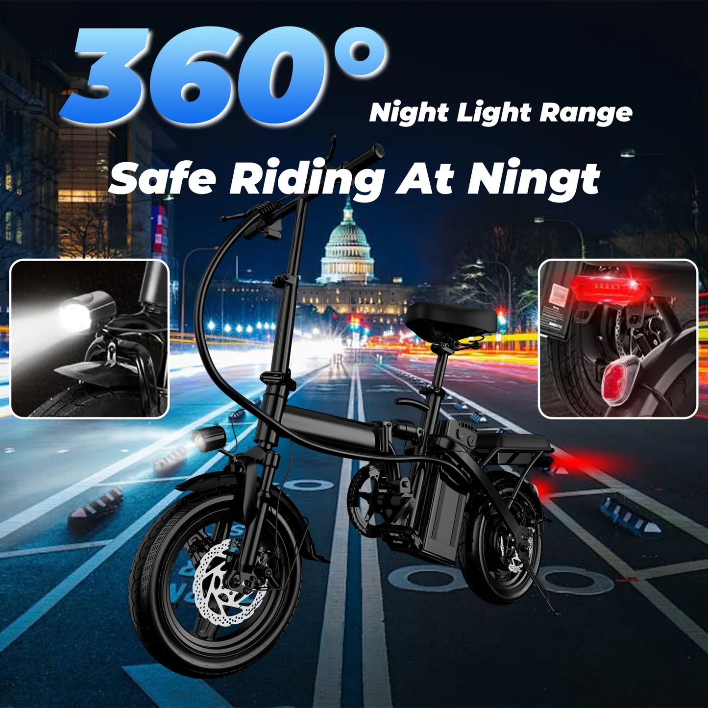 Lelekuai 500W Folding Electric Bike With Removable 48V 12Ah Battery