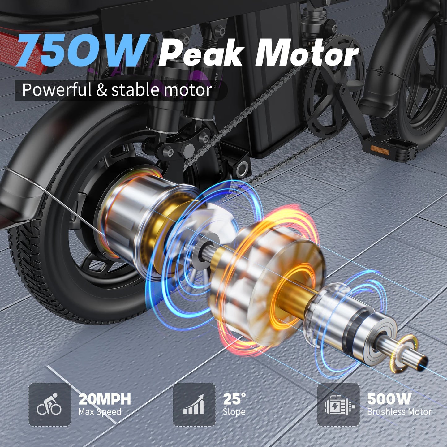 Folding Electric Bike GS5 750W Motor 20 MPH 35 Miles