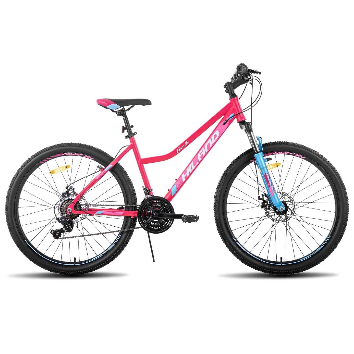 Hiland Women Mountain Bike With Step Through Frame Shimano 21 Speeds Suspension Fork