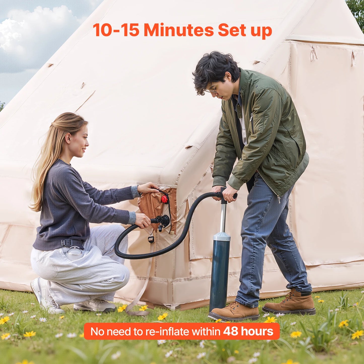 SucceBuy Inflatable Tent for Camp Easy Setup Hand Pump