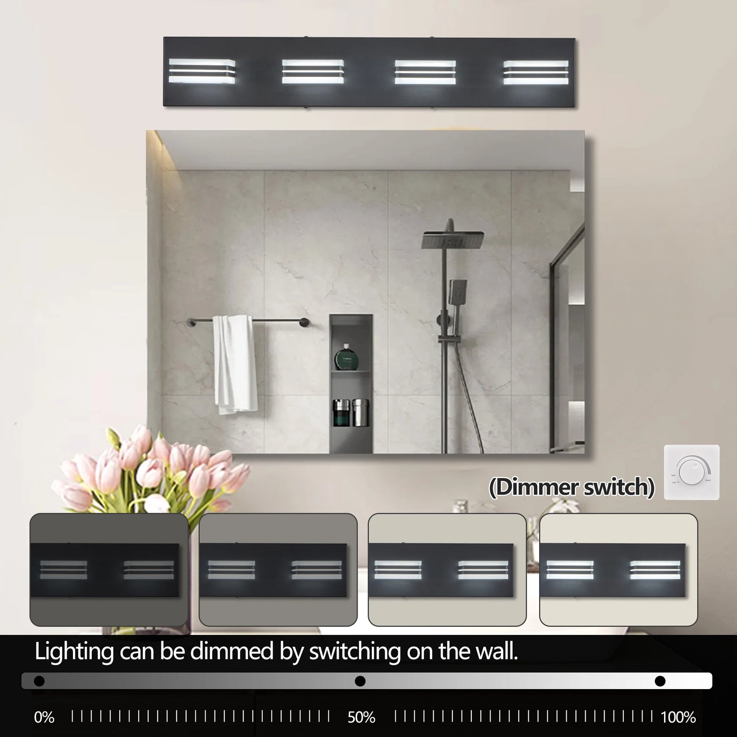 ARLGSITE LED Vanity Lights 4 Lamps Wall Mounted Over Mirror