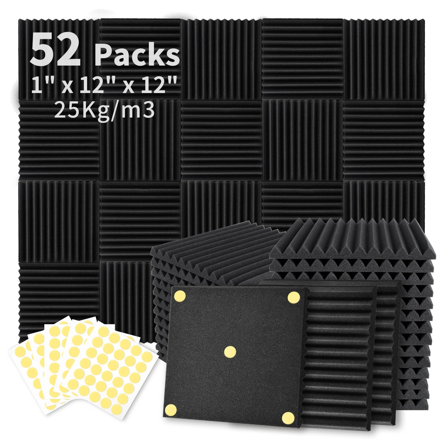 FOCUSOUN Acoustic Foam Panels 52 Pack for Home Office