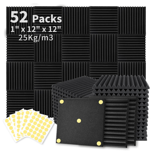 FOCUSOUN Acoustic Foam Panels 52 Pack for Home Office