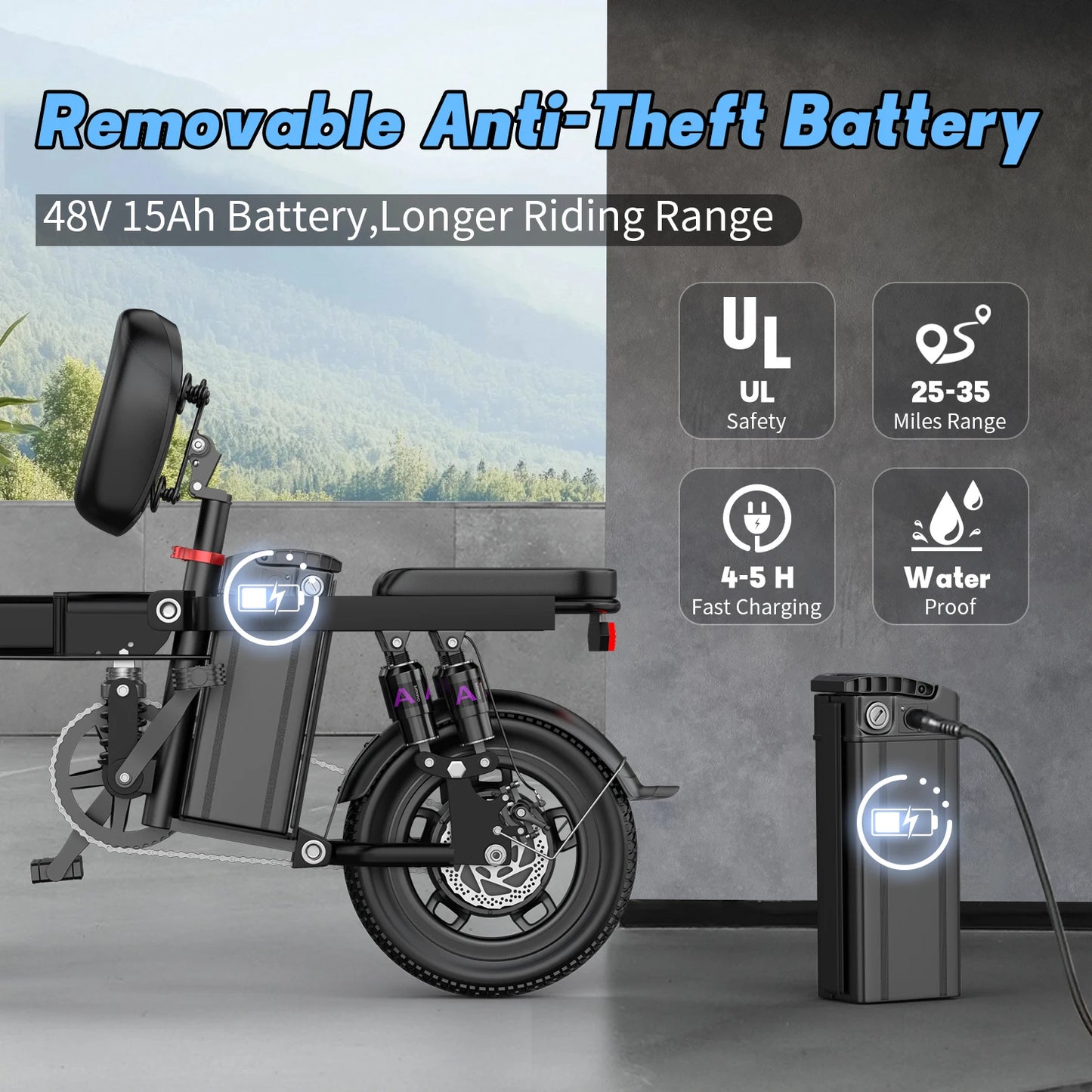 Folding Electric Bike GS5 750W Motor 20 MPH 35 Miles