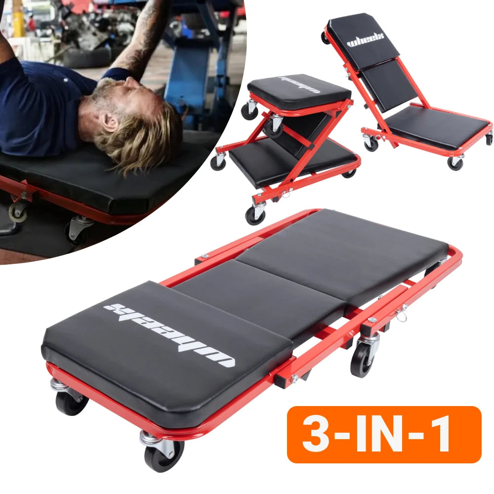 Hign-Concerned 3-In-1 Rolling Mechanic Creeper Z Seat