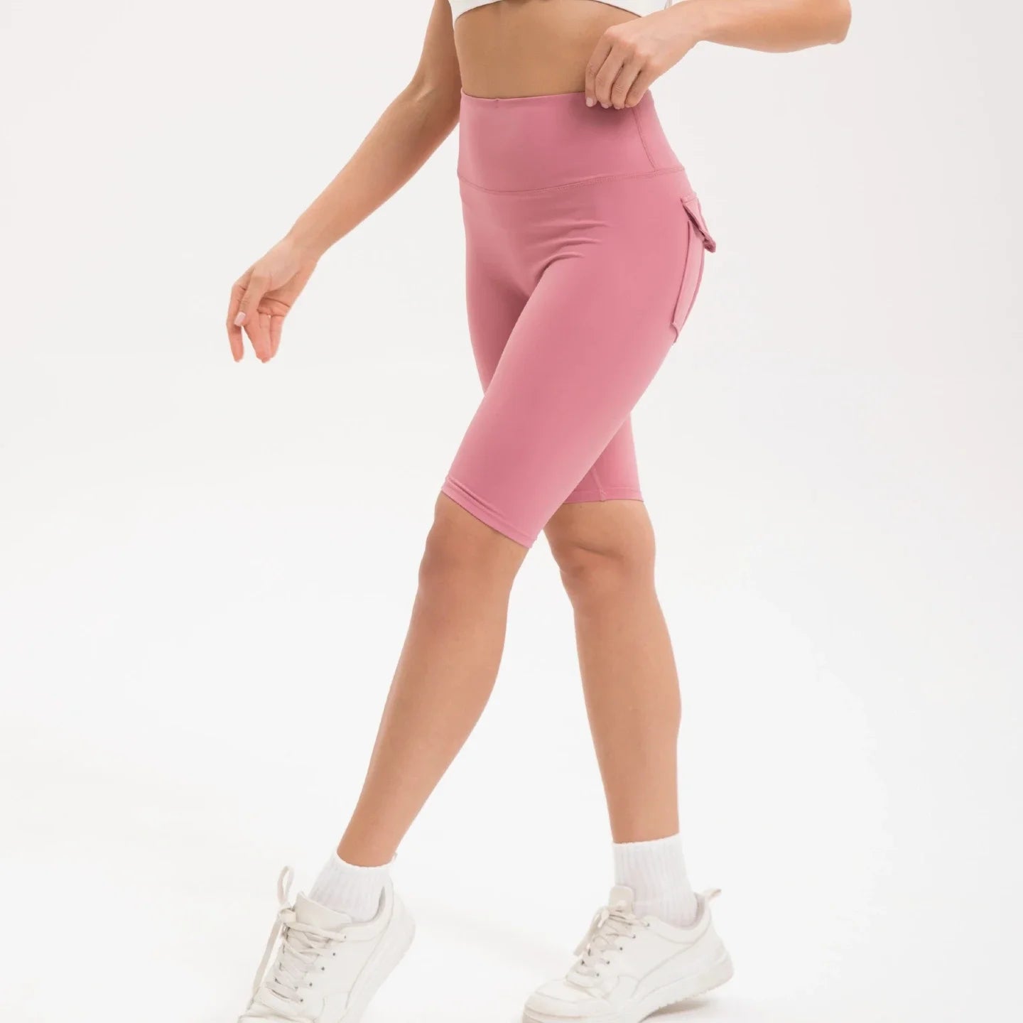 Women High Waisted Gym Shorts With Pockets For Running Yoga