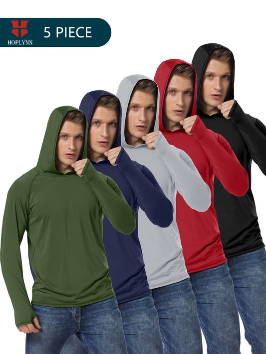 Mens Athletic Hooded Shirts Longsleeve Moisture Wicking